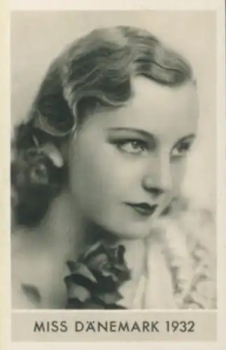Sammelbild Die schönsten Frauen der Welt, Schönheitskönigin, Miss Dänemark 1932