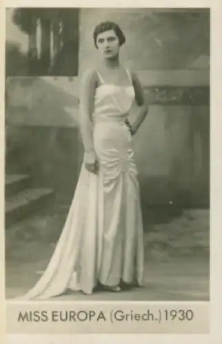 Sammelbild Die schönsten Frauen der Welt, Schönheitskönigin, Miss Europa 1930, Griechenland