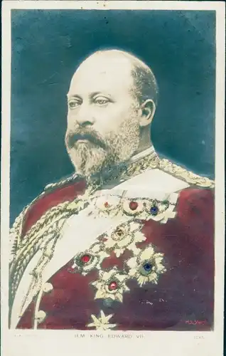 Glitzer Ak King Edward VII., König Eduard VII. von England, Portrait