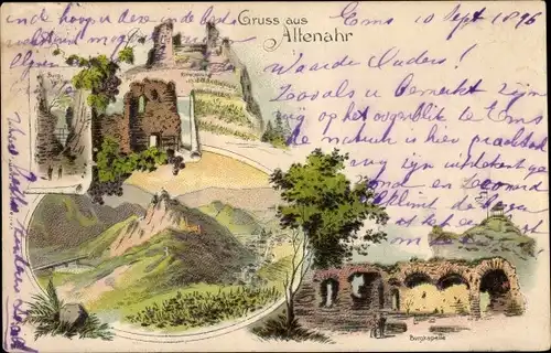 Litho Altenahr im Ahrtal, Ruine, Burgkapelle