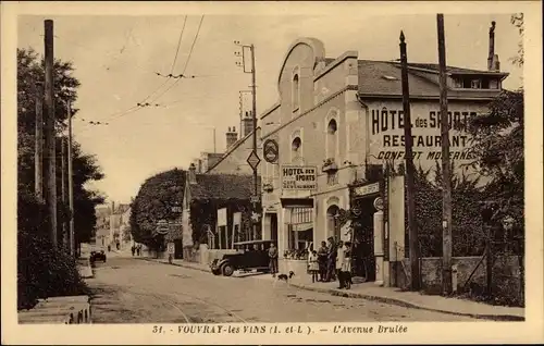 Ak Vouvray les Vins Indre et Loire, Avenue Brulée, Hotel des Sports