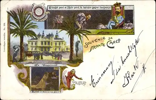 Litho Monte Carlo Monaco, Casino, Glücksspiel, Fürst Albert I., Teufel