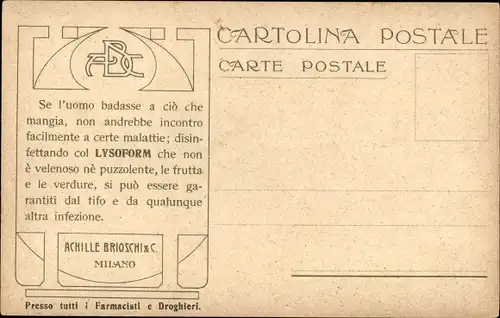 Briefmarken Ak La Posta nella Guiana Francese, Guyana, Lysoform Achille Brioschi Milano