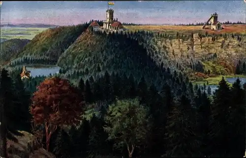 Ak Seebach in Baden Schwarzwald, Hornisgrinde, Neuer Turm mit Rasthaus, Mummelsee und Signalturm