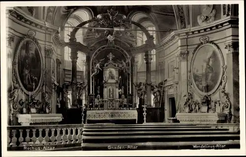 Ak Würzburg am Main Unterfranken, Käppele, Rochus Altar, Gnaden Altar und Wendelinus Altar