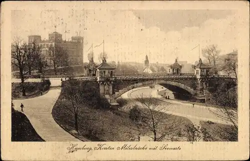 Ak Hamburg Mitte St. Pauli, Kersten Miles Brücke, Seewarte