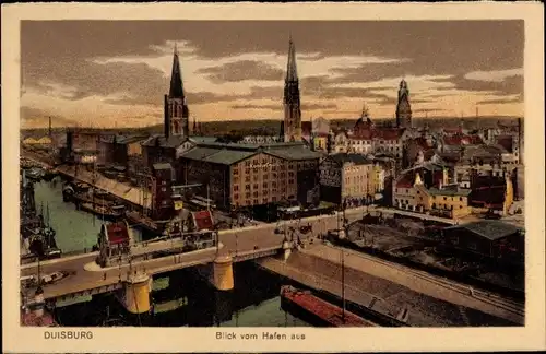 Ak Duisburg im Ruhrgebiet, Blick vom Hafen aus