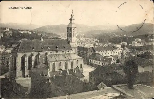 Ak Baden Baden am Schwarzwald, Teilansicht, Kirche