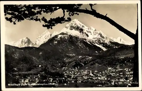 Ak Mittenwald in Oberbayern, Blick gegen Wettersteinspitze