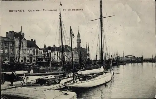Ak Oostende Ostende Westflandern, Quai de l'Empereur et les Bassins