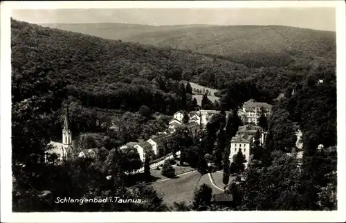 Ak Schlangenbad im Taunus Hessen, Blick v. Wilhelmsfelsen, Panorama vom Ort