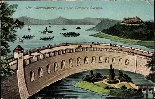 Ak Waldeck am Edersee Hessen, Edertalsperre