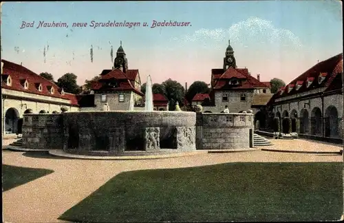Ak Bad Nauheim in Hessen, neue Sprudelanlagen und Badehäuser