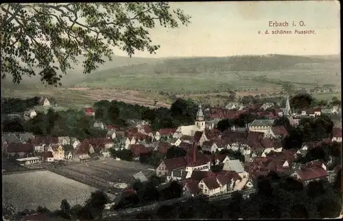 Ak Erbach im Odenwald Hessen, Panorama, von der schönen Aussicht