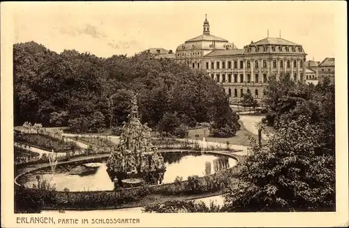 Ak Erlangen, Partie im Schlossgarten, Parkanlage, Teich