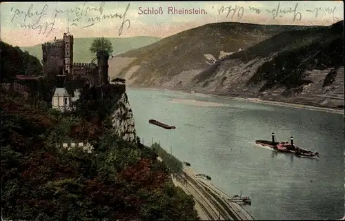 Ak Trechtingshausen am Rhein, Burg Rheinstein, Schloss