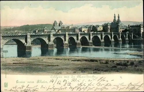 Ak Koblenz am Rhein, Moselbrücke