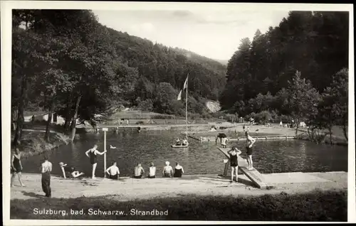 Ak Sulzburg im Markgräflerland Baden Schwarzwald, Strandbad, Badegäste