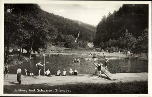 Ak Sulzburg im Markgräflerland Baden Schwarzwald, Strandbad, Badegäste