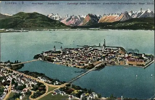 Ak Lindau am Bodensee Schwaben, Panorama