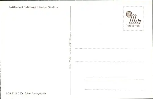 Ak Sulzburg im Markgräflerland Baden Schwarzwald, Stadttor