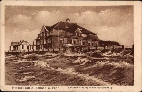 Ak Südstrand Wyk auf Föhr Nordfriesland, Kinder Erholungsheim Schöneberg