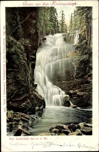Ak Szklarska Poręba Schreiberhau Riesengebirge Schlesien, Zackelfall