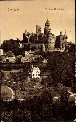 Ak Braunfels an der Lahn, Teilansicht mit Schloss