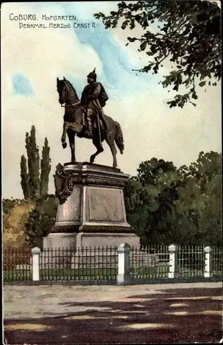 Künstler Ak Bahndorf, Heribert, Coburg in Oberfranken, Denkmal Herzog Ernst II