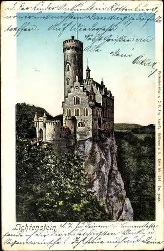 Golden Windows Leuchtfenster Ak Honau Lichtenstein in Württemberg, Schloss Lichtenstein