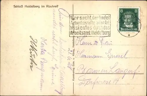 Ak Heidelberg am Neckar, Schloss im Rauhreif