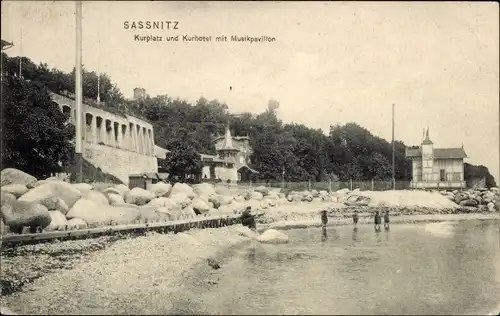 Ak Sassnitz auf Rügen, Kurplatz und Kurhotel mit Musikpavillon