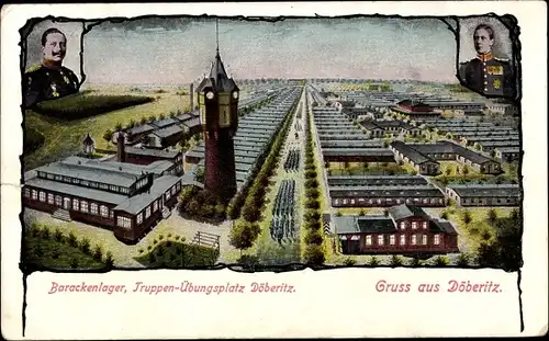 Ak Dallgow Döberitz im Havelland, Truppenübungsplatz, Barackenlager, Kaiser Wilhelm II., Kronprinz