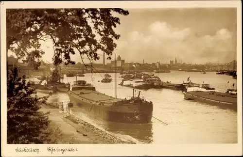Ak Duisburg im Ruhrgebiet, Rheinpartie, Schiffe