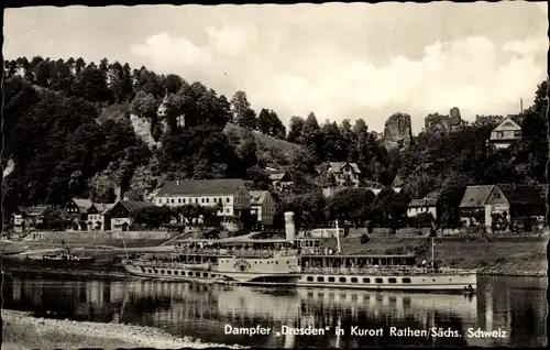 Ak Rathen an der Elbe Sächsische Schweiz, Dampfer Dresden, Mitropa-Schiffsgaststätten