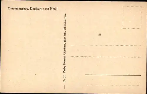 Ak Oberammergau in Oberbayern, Dorfpartie mit Kofel