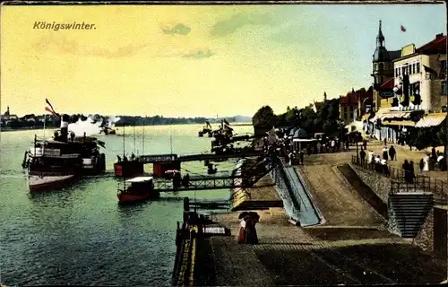 Ak Königswinter am Rhein, Dampfer, Anlegestelle