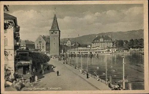 Ak Lindau am Bodensee Schwaben, Hafenpartie