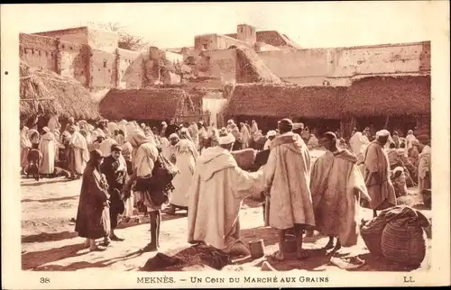 Ak Meknès Marokko, Un Coin du Marche aux Grains