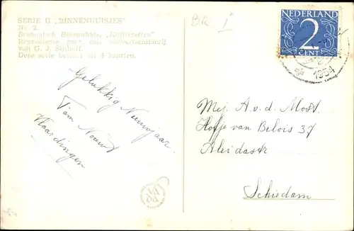 Künstler Ak Sijthoff, G. J., Nordbrabant Niederlande, Brabantsch Binnenhuis, Koffiezetten