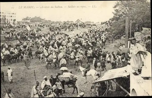 Ak Marokko, Arrivee du Sultan, Soldats au repos