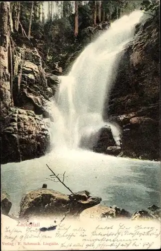 Ak Szklarska Poręba Schreiberhau Riesengebirge Schlesien, Zackelfall