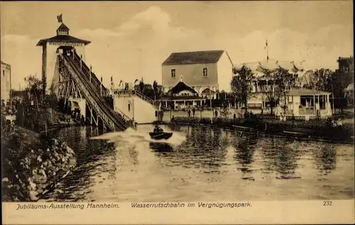 Ak Mannheim in Baden, Jubiläums-Ausstellung 1907, Wasserrutschbahn im Vergnügungspark