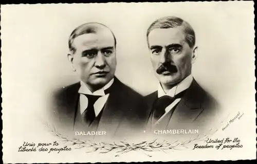 Ak Arthur Neville Chamberlain, Édouard Daladier, Portrait