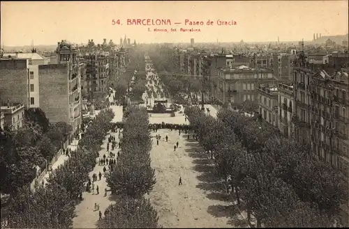 Ak Barcelona Katalonien Spanien, Paseo de Gracia