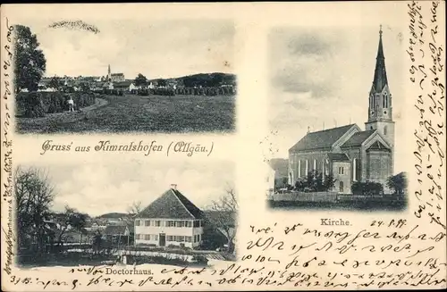 Ak Kimratshofen Altusried im Allgäu, Panorama, Kirche, Doctorhaus