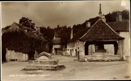 Ak Castle Combe Wiltshire England, The Market Cross