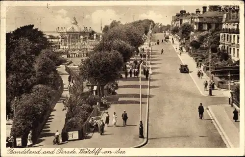 Ak Westcliff on Sea Southend on Sea Essex England, Bandstand and Parade