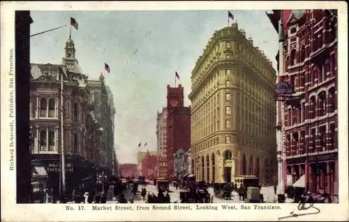 Ak San Francisco Kalifornien USA, Market Street from 2nd Street, looking West