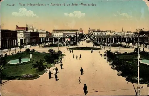 Ak Montevideo Uruguay, Plaza Independencia, Avenida 18 de Julio